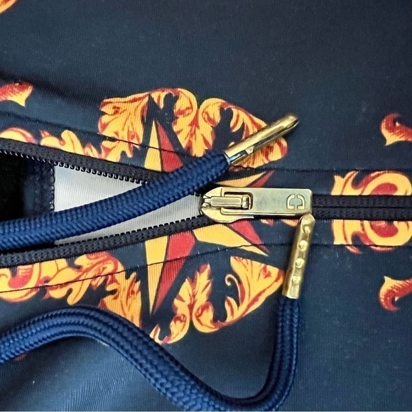 DFND London Jacket Hoodie Mens small Blue Gold full zip up abstract - Picture 10 of 11